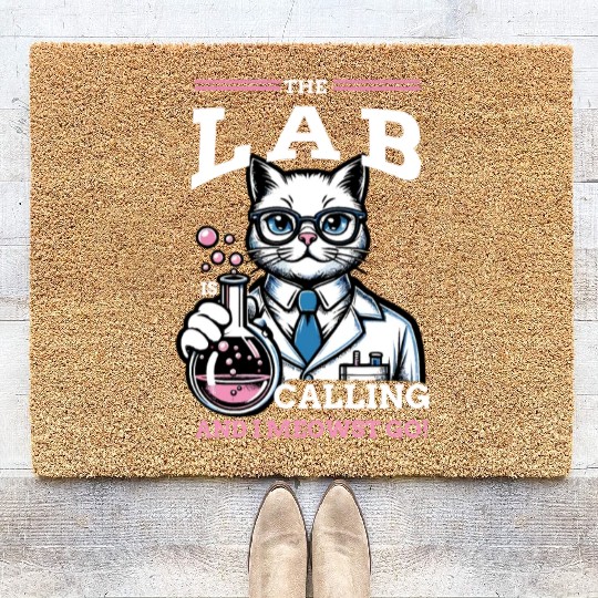 Girls Lab Calling Science Funny Lab Cat Laboratory Coir Doormats