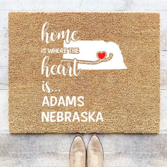 Adams County Nebraska Is Where My Heart Is Gift Coir Doormats