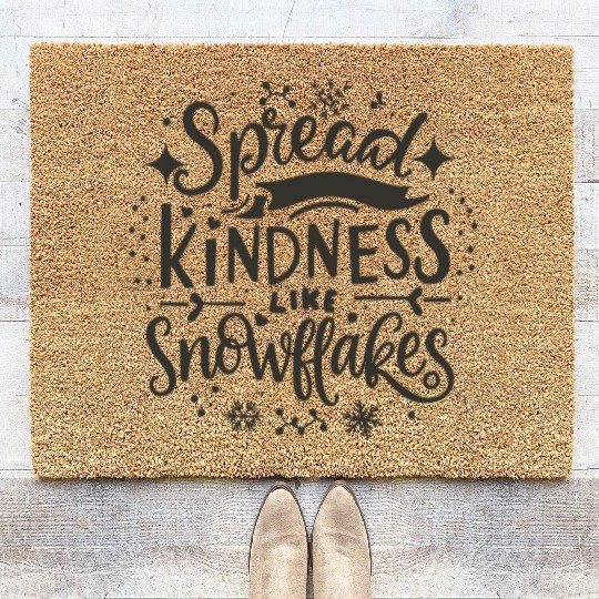 Christmas Themed Spread Kindness Like Snowflakes Coir Doormats