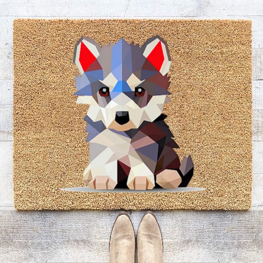Geometric Wolf Cub Coir Doormats