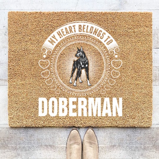My Heart Belongs To Doberman Dog Coir Doormats