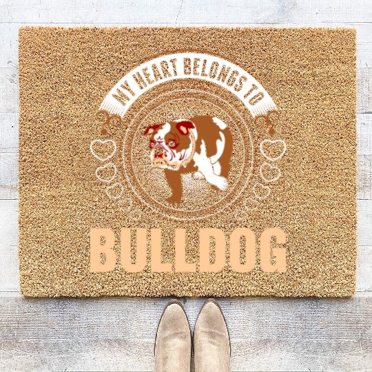 My Heart Belongs To Bulldog Coir Doormats