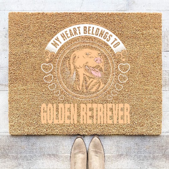 My Heart Belongs To Golden Retriever Dog Coir Doormats