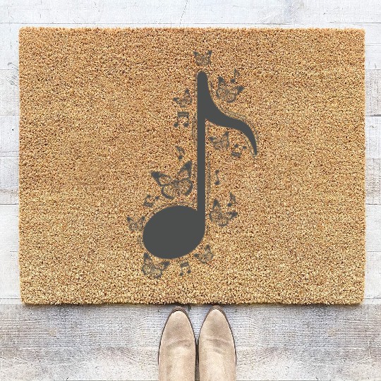 Music Note with Butterflies Music Coir Doormats