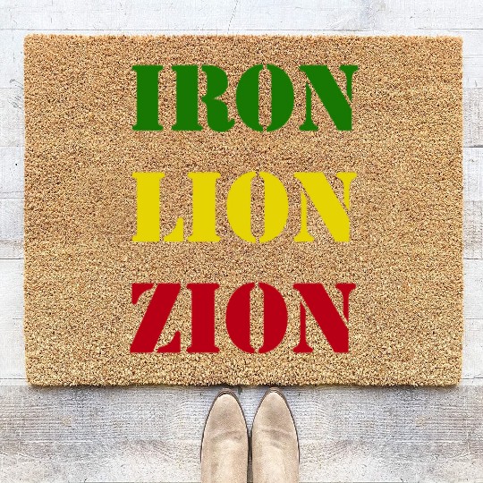 Iron Lion Zion, Jamaican Rasta Colors, Reggae Coir Doormats