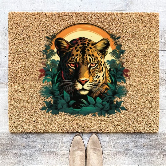 The cheetah and hiding among the trees Coir Doormats