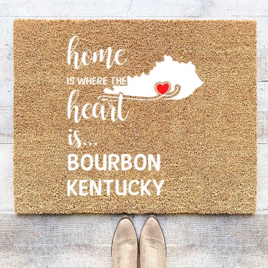 Bourbon County Kentucky Is Where My Heart Is Gift Coir Doormats