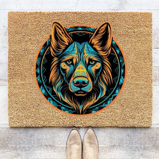 German Shepherd Funny Dog Street Art Comic Pet Coir Doormats