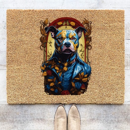 Fantasy Majestic American Pitbull Dog Portrait Coir Doormats