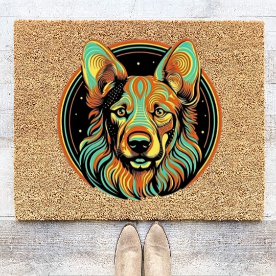 German Shepherd Funny Dog Street Art Comic Pet Coir Doormats