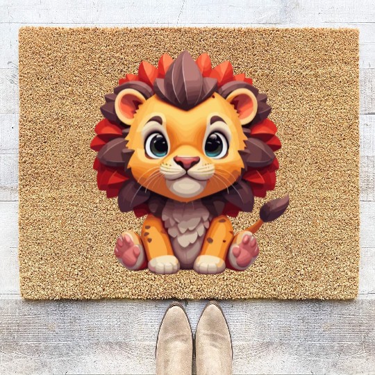 cute lion design Coir Doormats