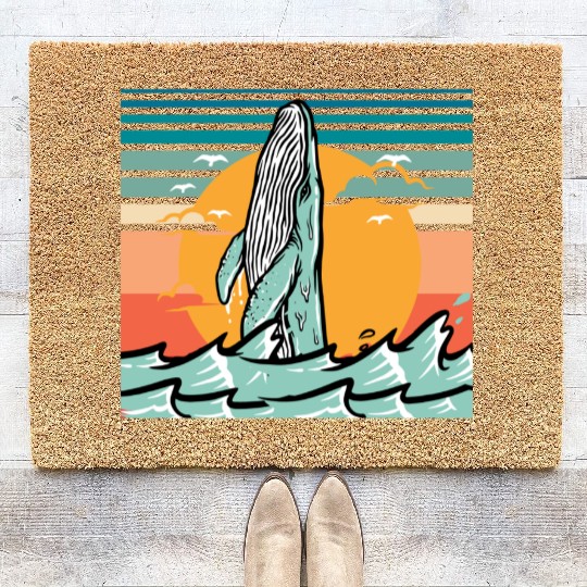Whales Save The Whales Vintage Whale Watching Ocea Coir Doormats