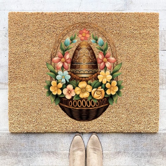 Easter Day Easter Egg Basket Mandala Art Egg Hunt Coir Doormats