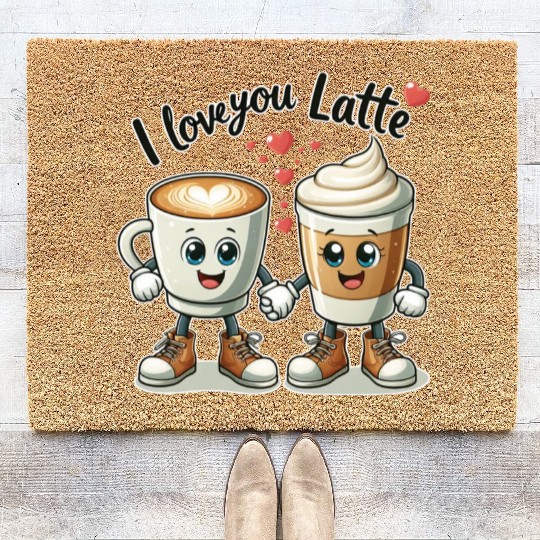 The perfect Valentine's Day gift I love you latte Coir Doormats