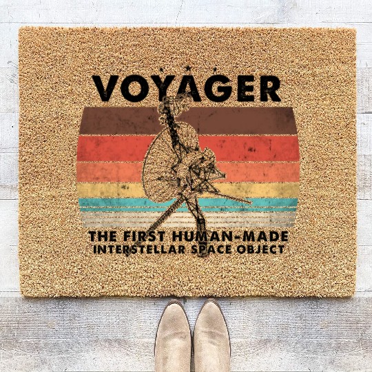 Voyager 1977 Retro Space Probe Mission Coir Doormats