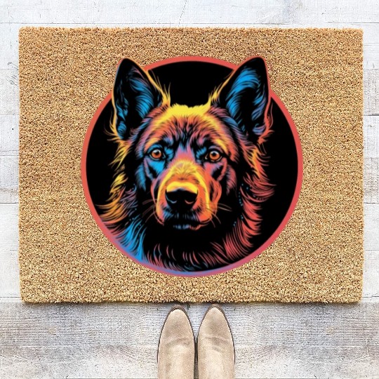 German Shepherd Funny Dog Street Art Comic Pet Coir Doormats