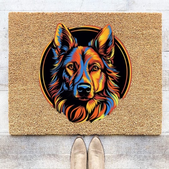German Shepherd Funny Dog Street Art Comic Pet Coir Doormats