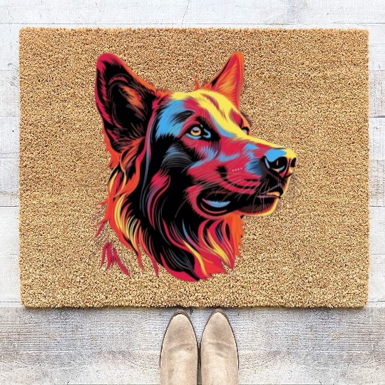 German Shepherd Funny Dog Street Art Comic Pet Coir Doormats