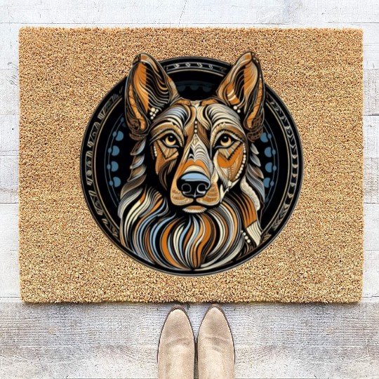 German Shepherd Funny Dog Street Art Comic Pet Coir Doormats