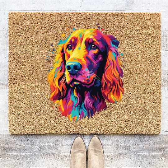 Watercolor Colorful Irish Setter Coir Doormats
