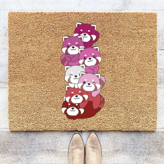 Lipstick Lesbian Pride Lgbtq Cute Red Panda Pile Coir Doormats