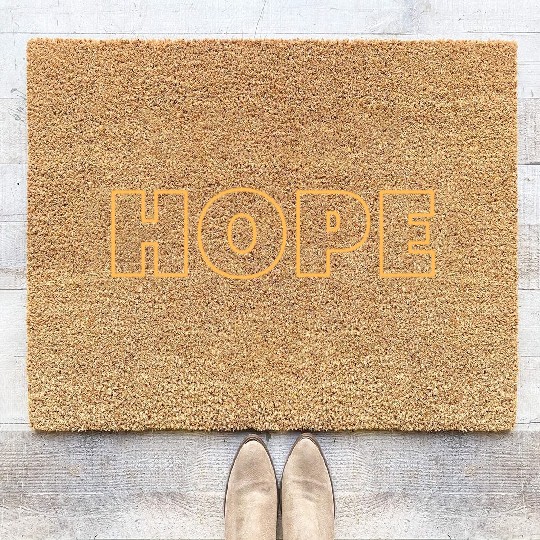 Black White Yellow Typography Never Give Up Coir Doormats