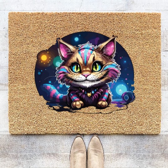 Fantasy Cheshire Cat Smile, Alice in Wonderland Coir Doormats