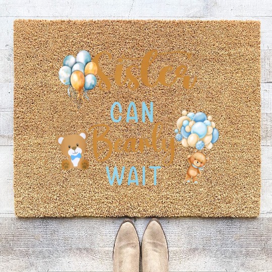 Sister Can Bearly Wait Baby Shower Coir Doormats