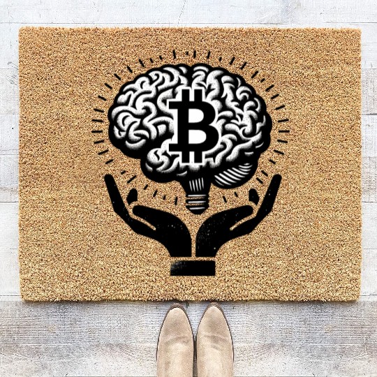 Bitcoin symbol crypto coins brain mindset 6 Coir Doormats