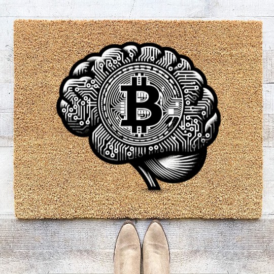 Bitcoin symbol crypto coins brain mindset 2 Coir Doormats