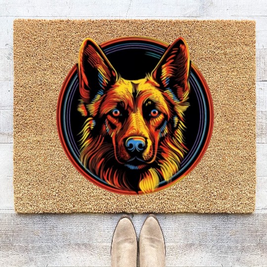 German Shepherd Funny Dog Street Art Comic Pet Coir Doormats