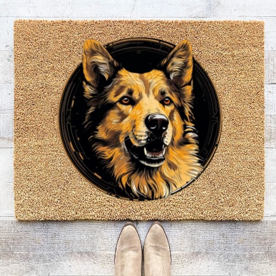 German Shepherd Funny Dog Street Art Comic Pet Coir Doormats