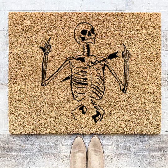 Skeleton pierced Fuck off Coir Doormats
