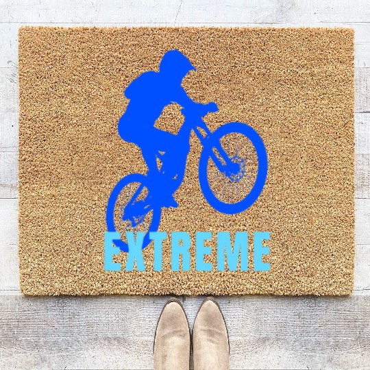 Mountain Bike (blue and light blue design) Coir Doormats