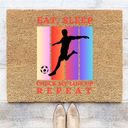 Eat Sleep Check my Lineup Repeat Fantasy Football Coir Doormats