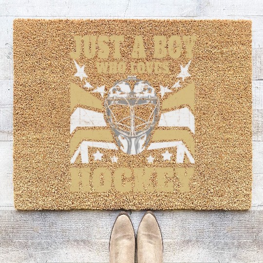 Funny Ice Hockey - Just a Boy who loves Hockey Coir Doormats