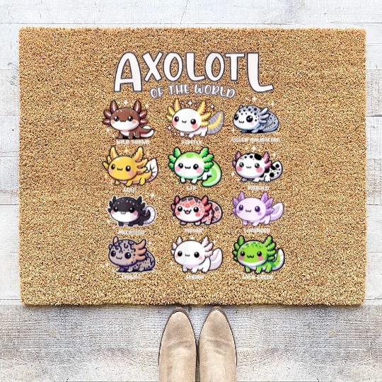Axolotls Of The World Kawaii Types Of Axolotl Fish Coir Doormats
