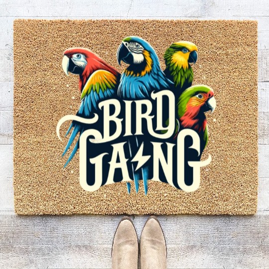 Bird Gang Parrot Funny Birder Flock Owner Macaw Coir Doormats