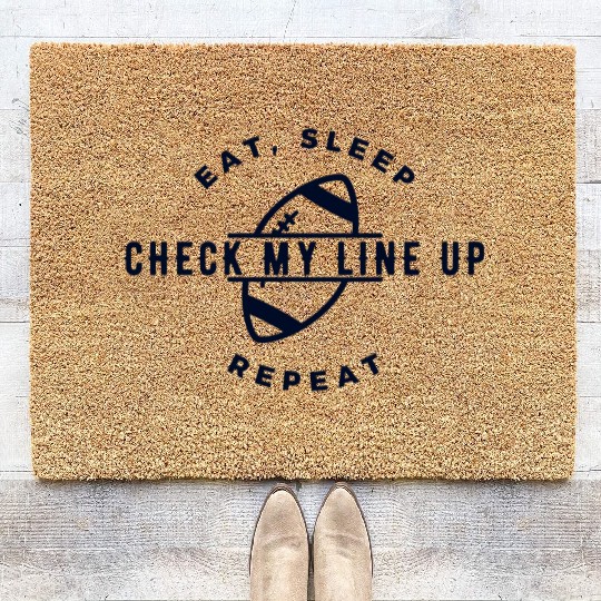 Eat Sleep Check my Lineup Repeat Fantasy Football Coir Doormats