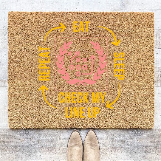Eat Sleep Check my Lineup Repeat Fantasy Football Coir Doormats