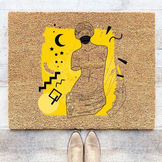 Ancient Greek Statue with Medical Mask T-S Coir Doormats