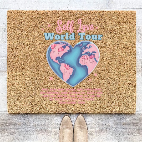 Self Love Club World Tour Retro Positive Aesthetic Coir Doormats