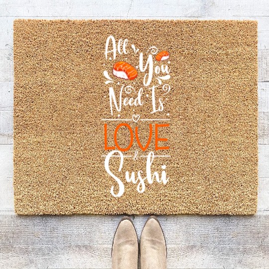 Sushi Food Chopsticks Coir Doormats