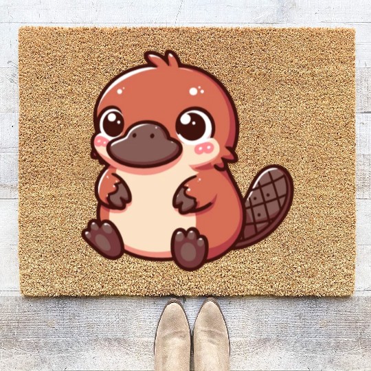 Playful Platypus Cartoon Coir Doormats