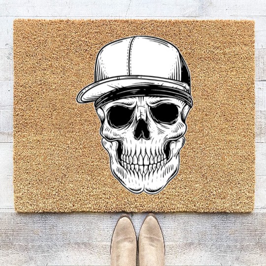 Vintage Skull Gangster use Cap Coir Doormats