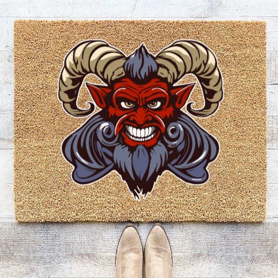 krampus devil head Coir Doormats