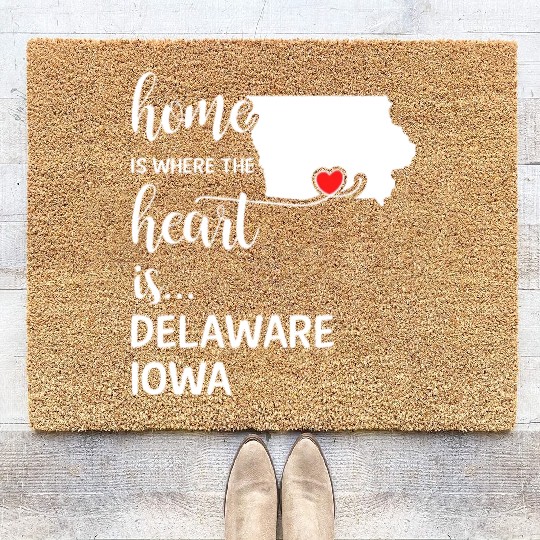 Delaware County Iowa Is Where My Heart Is Gift Coir Doormats
