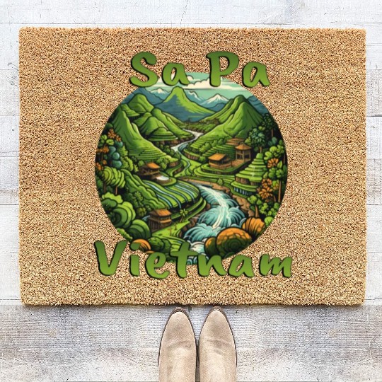 Pa Vietnam: Green Rice Terraces Coir Doormats