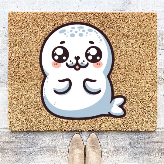 Playful Seal Cartoon Coir Doormats