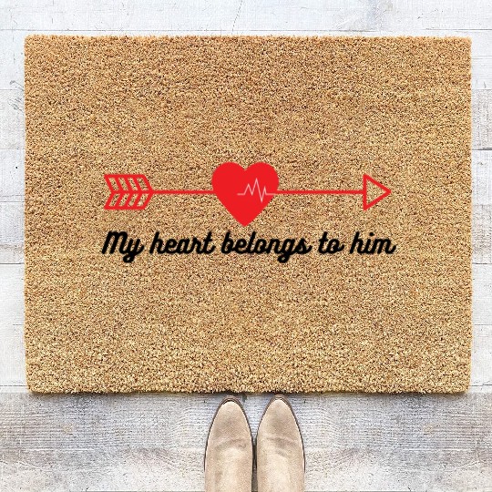 my heart belongs to him Coir Doormats